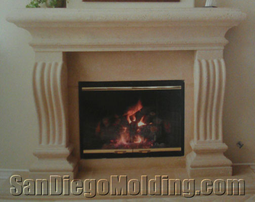 Precast stone fireplace mantle